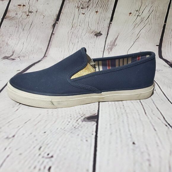 Sperry Mariner Navy Blue Gold Sneakers shoes 7.5 - Picture 4 of 10
